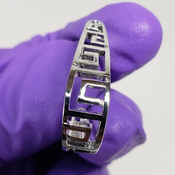 Silver-Tone Filigree Open Half Hoop Design Drop Earrings Women's Fashion Jewelry - Picture 4 of 7